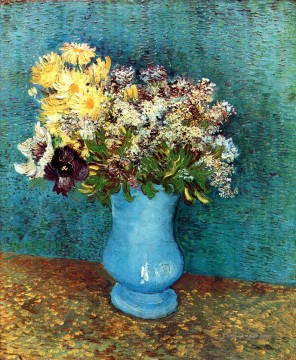 Vase mit Flieder Margerites und Anemonen Vincent van Gogh Ölgemälde